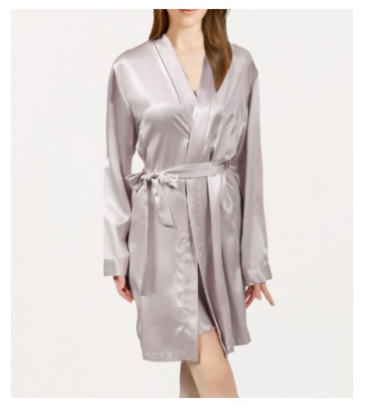 Áo choàng tắm vải lụa màu xám, đẹp, sang trọng, cao cấp